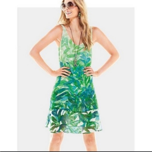 Cabi Castaway Tropical Palm Leaf Mini Dress Women's Size Small - Picture 1 of 7